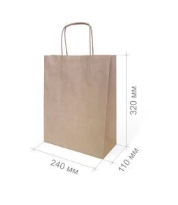 Крафт пакет с ручками 240х110х320 бурый
